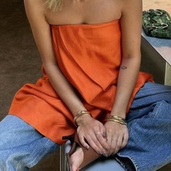 Orange Casual Women's Blouse - Picture 3 of 5